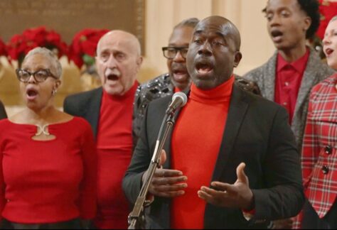 Members of the choir singing Christmas music