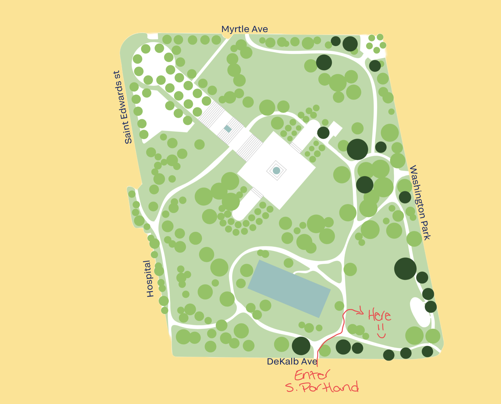 Map of Fort Greene Park with direction for the location of the event