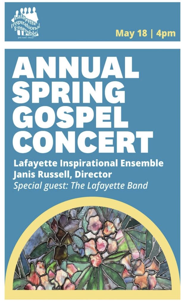 cover of concert program with text "Annual Spring Gospel Concert" and an image of flowers made out of stained glass (window detail)