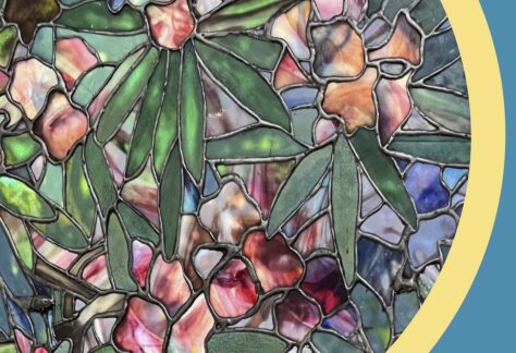 Stained glass window image of flowers
